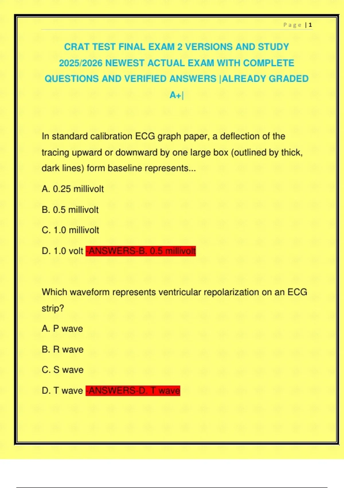 CRAT TEST FINAL EXAM 2 VERSIONS AND STUDY 2025/2026 NEWEST ACTUAL EXAM ...