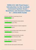 Bundle for FEMA IS- 100c Exams &vert; Introduction to the Incident Command System Exam &vert; Questions and Verified Answers&vert; Grade A&plus; &vert; 100&percnt; Correct &vert; Latest 2025&sol; 2026 Guide 