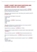 CAMRT &sol;CAMRT-MRI EXAM QUESTIONS AND  ANSWERS VERIFIED 100&percnt; CORRECT