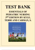 Test Bank for Essentials of Pediatric Nursing 3rd Edition by Theresa Kyle & Susan Carman &vert; ISBN-13&colon; &lrm;978-1451192384 &vert; 2025&sol;2026 Latest Update