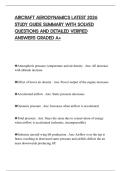 AIRCRAFT AERODYNAMICS LATEST 2026 STUDY GUIDE SUMMARY WITH SOLVED QUESTIONS AND DETAILED VERIFIED ANSWERS GRADED A&plus;