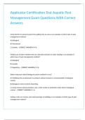 Applicator Certification Test Aquatic Pest Management Exam Questions With Correct Answers