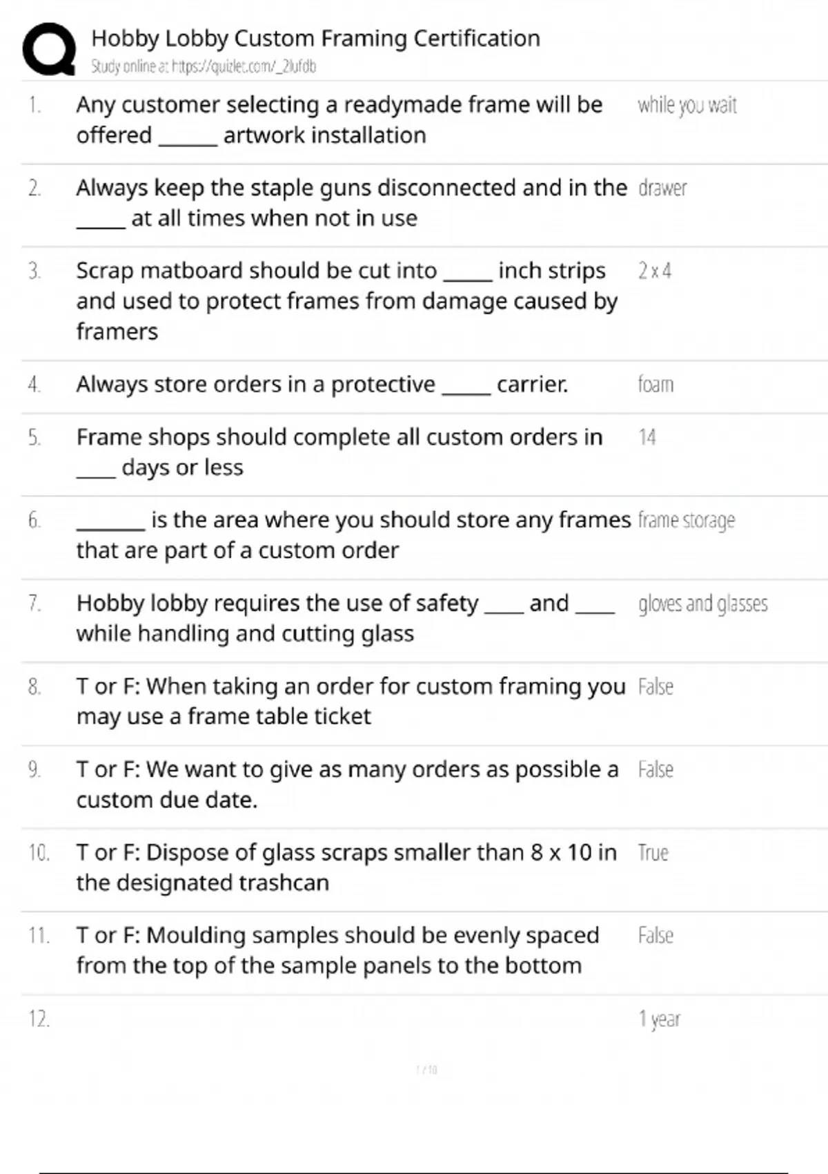 Hobby Lobby Custom Framing Certification / Picture Framing Exam / 2026 ...