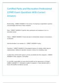 Certified Parks and Recreation Professional &lpar;CPRP&rpar; Exam Questions With Correct Answers 