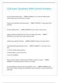 CDA Exam Questions With Correct Answers