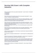 Nursing 1001 Exam I with Complete Solutions