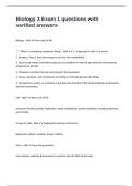 Biology 3 Exam 1 questions with verified answers