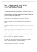 BIO 3 EXAM QUESTIONS WITH COMPLETE SOLUTIONS
