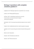 Biology 3 questions with complete solutions graded A&plus;