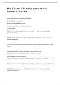 Bio 3 Exam 2 Practice questions & answers rated A&plus;