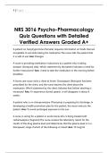 NRS 3016 Psycho-Pharmacology  Quiz Questions with Detailed  Verified Answers Graded A&plus;