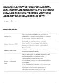 Insurance Law NEWEST 2025&sol;2026 ACTUAL EXAM COMPLETE QUESTIONS AND CORRECT DETAILED ANSWERS &lpar;VERIFIED ANSWERS&rpar; &vert;ALREADY GRADED A&plus;&vert;&vert;BRAND NEW&excl;&excl;