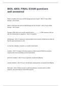 BIOL 4003&semi; FINAL EXAM questions well answered