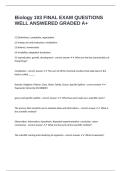 Biology 103 FINAL EXAM QUESTIONS WELL ANSWERED GRADED A&plus;