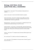 Biology 1100 FINAL EXAM QUESTIONS WELL ANSWERED