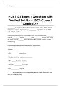 NUR 1131 Exam 1 Questions with  Verified Solutions 100&percnt; Correct  Graded A&plus; 