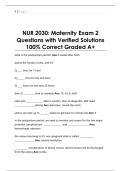 NUR 2030&colon; Maternity Exam 2  Questions with Verified Solutions  100&percnt; Correct Graded A&plus;