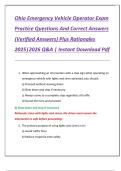 Ohio Emergency Vehicle Operator Exam  Practice Questions And Correct Answers  &lpar;Verified Answers&rpar; Plus Rationales  2025&vert;2026 Q&A &vert; Instant Download Pdf 