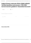 Indiana Primary Instructor EXAM &lpar;2025&rpar; UPDATE Verified Questions And Answers &vert; With 100&percnt; Correct Answers graded A&plus; Guaranteed Success&excl;&excl;
