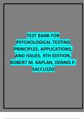 TEST BANK FOR PSYCHOLOGICAL TESTING PRINCIPLES&comma; APPLICATIONS&comma; AND ISSUES&comma; 9TH EDITION&comma; ROBERT M&period; KAPLAN&comma; DENNIS P&period; SACCUZZO