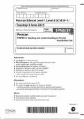 2025 Pearson Edexcel GCSE Persian paper 3&lpar;1PNO&sol;3F&colon; Reading and understanding in Persian&rpar;