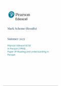 2025 Pearson Edexcel GCSE Persian mark scheme paper 3 &lpar;1PNO&sol;3F&colon; Reading and understanding in Persian&rpar;