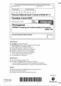 2025 Pearson Edexcel GCSE Portuguese Paper 3 &lpar;1PGO&sol;3H&colon; Reading and understanding in Portuguese&rpar;