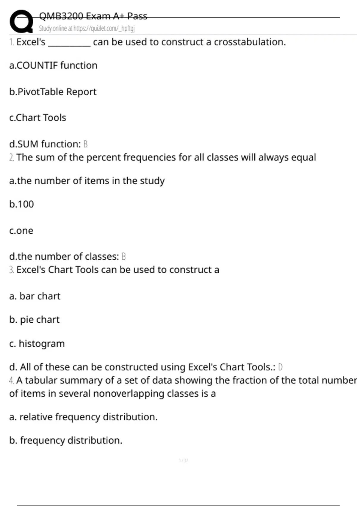 QMB3200 Exam A+ Pass |Verified & Updated |Actual 2025/2026 Exam Blue ...