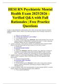 HESI RN Psychiatric Mental Health Exam 2025&sol;2026 &ndash; Verified Q&A with Full Rationales &vert; Free Practice Questions
