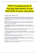 NR512 Fundamentals of Nursing Informatics Exam 2025&sol;2026 Practice Questions