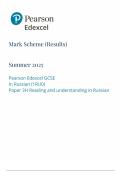 2025 Pearson Edexcel GCSE Russian Mark Scheme Paper 3 &lpar;1RUO&sol;3H&colon; Reading and understanding in Russian&rpar;