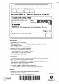 2025 Pearson Edexcel GCSE Russian Paper 1&lpar;1RUO&sol;1H&colon; Listening and understanding in Russian&rpar;