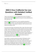 2022 5 Hour California Tax Law  Questions with Detailed Verified  Answers 