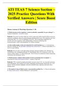 ATI TEAS 7 Science Section &ndash; 2025 Practice Questions With Verified Answers &vert; Score Boost Edition
