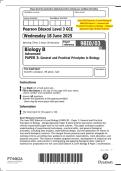 June 2025 Edexcel&colon; A Level Biology B 9BIO&sol;03 Paper 3 &ndash; General and Practical Principles in Biology &ndash; Merged Question Paper & Mark Scheme