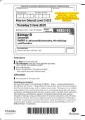 June 2025 Edexcel&colon; A Level Biology B 9BI0&sol;01 Paper 1 &ndash; Advanced Biochemistry&comma; Microbiology and Genetics &ndash; Merged Question Paper & Mark Scheme