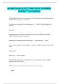ASAM EXAM QUESTIONS WITH VERIFIED CORRECT ANSWERS