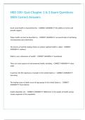 HED 100- Quiz Chapter 1 & 2 Exam Questions With Correct Answers