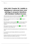 AQA LAW&colon; Chapter 24- Liability in  Negligence&colon; personal injury and  damage to property Questions  with Detailed Verified Answer