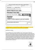 June 2025 Edexcel A Level Russian &lpar;9RU0&rpar; &vert; Combined Question Papers & Mark Schemes