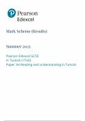2025 Pearson Edexcel GCSE Turkish Mark Scheme Paper 3 &lpar;1TUO&sol;3H&colon; Reading and understanding in Turkish&rpar;