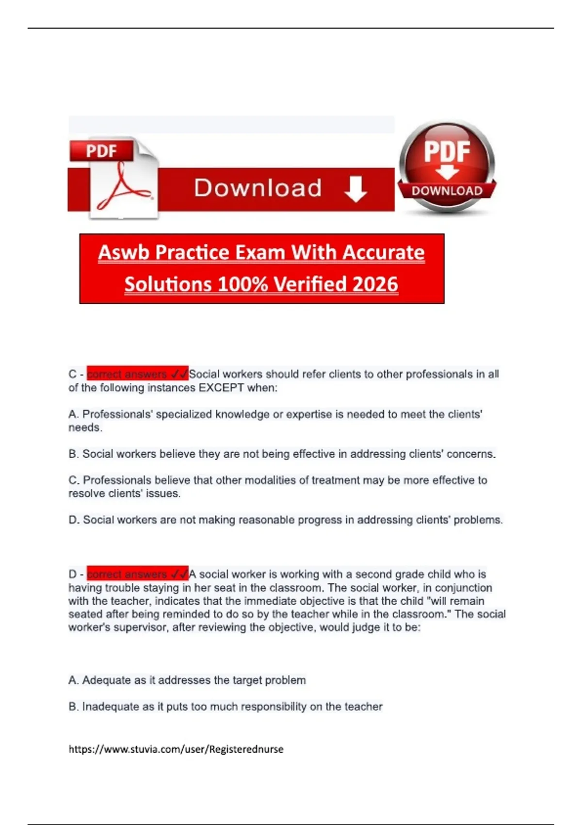 Aswb Practice Exam With Accurate Solutions 100% Verified 2026. - AWSB ...