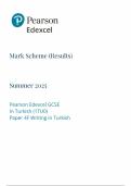 2025 Pearson Edexcel GCSE Turkish Mark Scheme Paper 4 &lpar;1TUO&sol;4F&colon; Writing in Turkish&rpar;