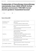 Fundamentals of Chemotherapy Immunotherapy Administration Exam &lpar;2025&rpar; UPDATE Verified Questions And Answers &vert; With 100&percnt; Correct Answers graded A&plus; Guaranteed Success&excl;&excl;
