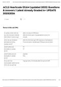 ACLS Heartcode EXAM &lpar;updated 2025&rpar; Questions & Answers &vert; Latest Already Graded A&plus; UPDATE 2025&vert;2026