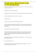 Florida Driver Manual Study Guide for Knowledge Exam questions and 100&percnt; correct answers 2025&sol;2026
