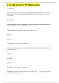 Florida Drivers Written Exam questions and 100&percnt; correct answers 2025&sol;2026