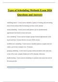 Types of Scheduling Methods Exam 2026 Questions and Answers
