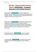 NR 326 &ndash; Mental Health Nursing Exam 1 &lpar;2025&sol;2026&rpar; &ndash; Complete Questions and Verified Answers
