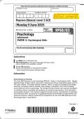 June 2025 Edexcel&colon; A Level Psychology 9PS0&sol;03 Paper 3 &ndash; Psychological Skills &ndash; Merged Question Paper & Mark Scheme